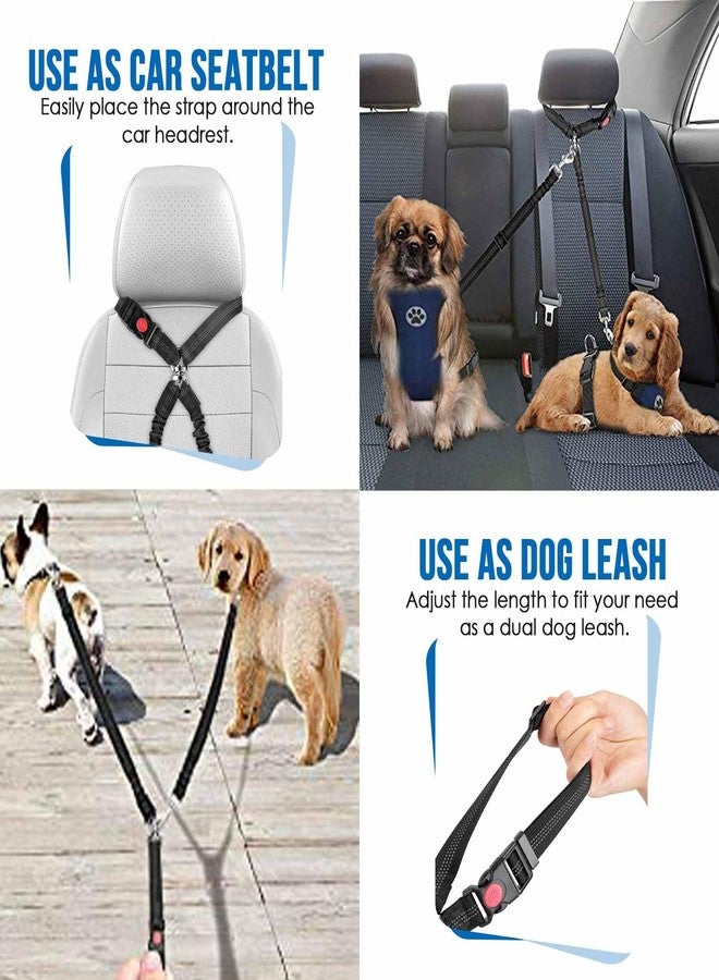 Lukovee Double Dog Seat Belt, New Dual Pet Car Headrest Restraint Safety Seatbelt No Tangle Dog Leash Duty Adjust Elastic Bungee Puppy Lead Splitter Connect Harness in Vehicle Travel (B-Detachable) - Image 5